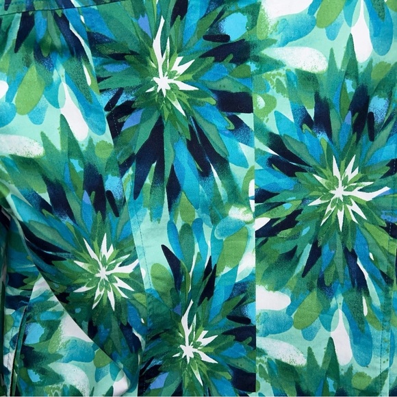 Small Drapers And Damons Green Tropical Print Jacket Long Sleeve Blue Green - Picture 12 of 13